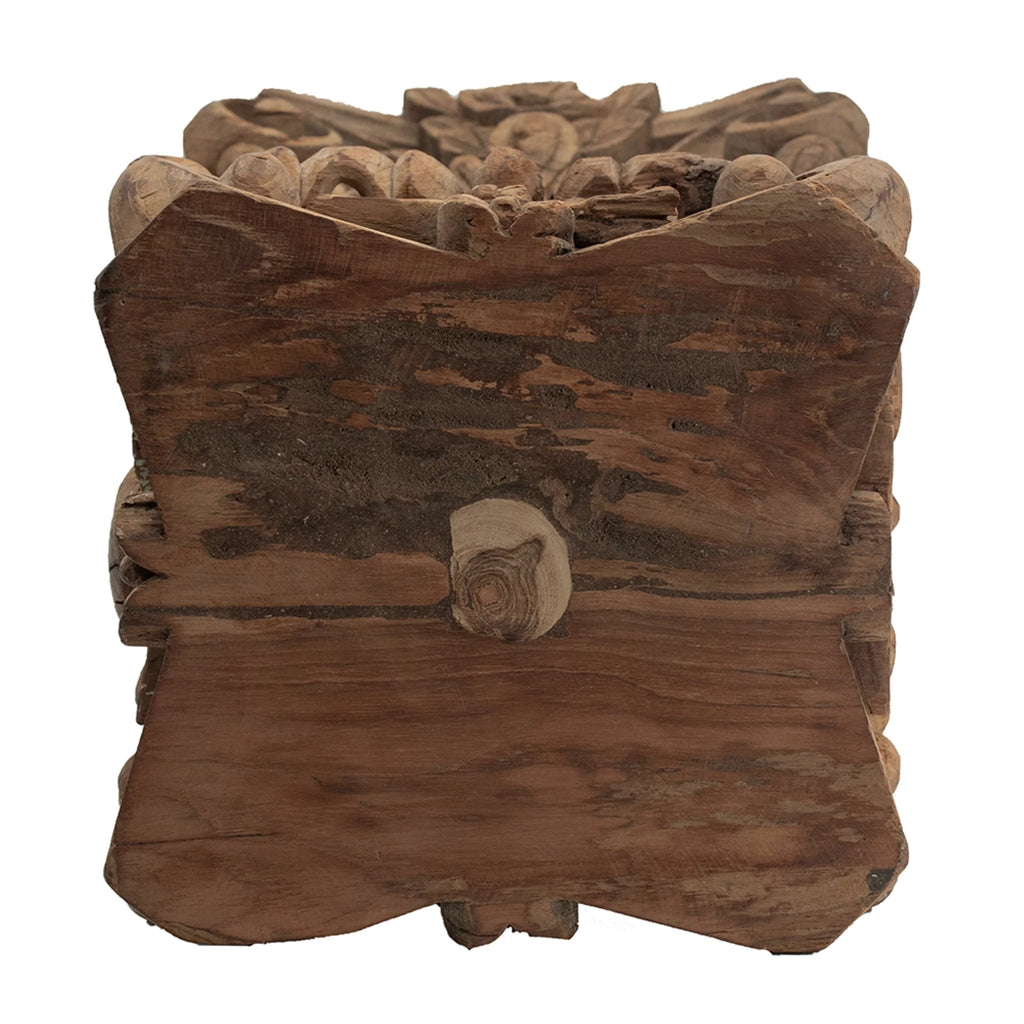 Carved Wooden Pillar Base Stool T221807