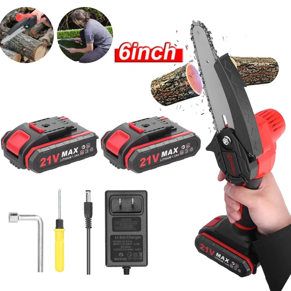 6-inch Cordless Mini Chainsaw with 2 Batteries G34079