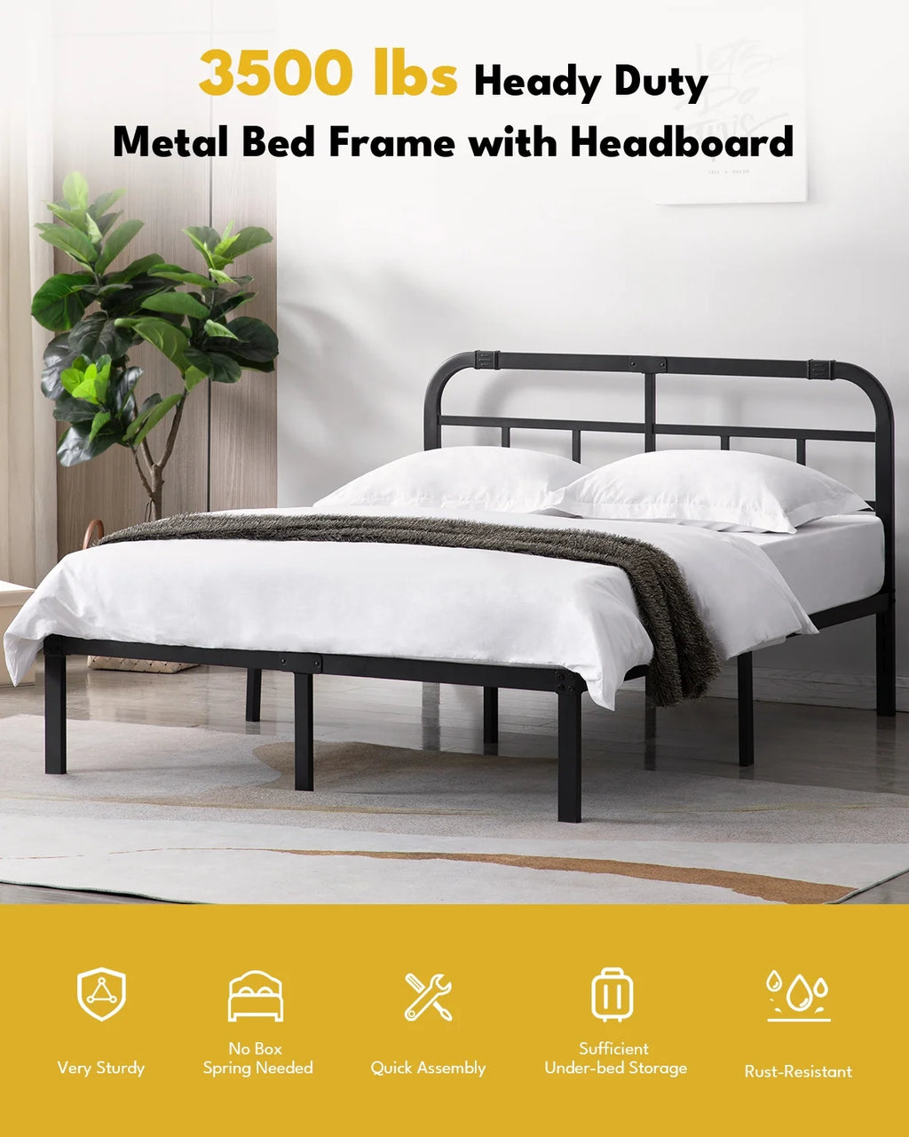 14 inch Queen Bed Frame with Headboard S6339
