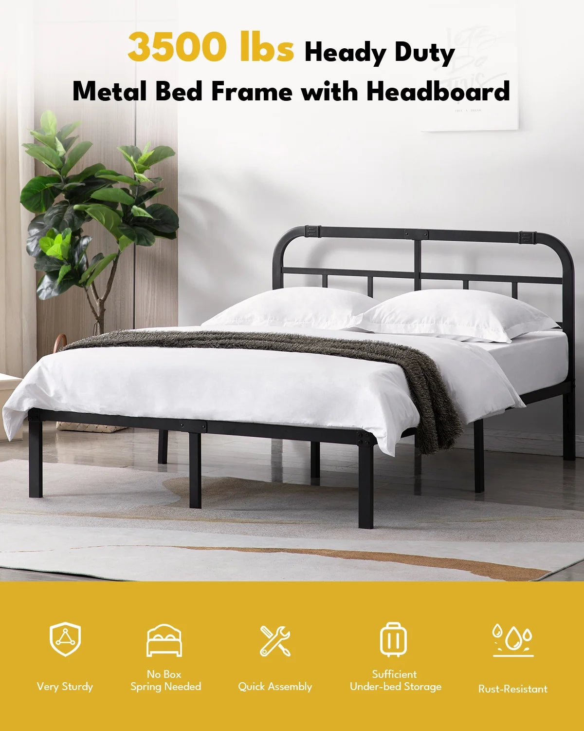 14 inch Queen Bed Frame with Headboard S6339
