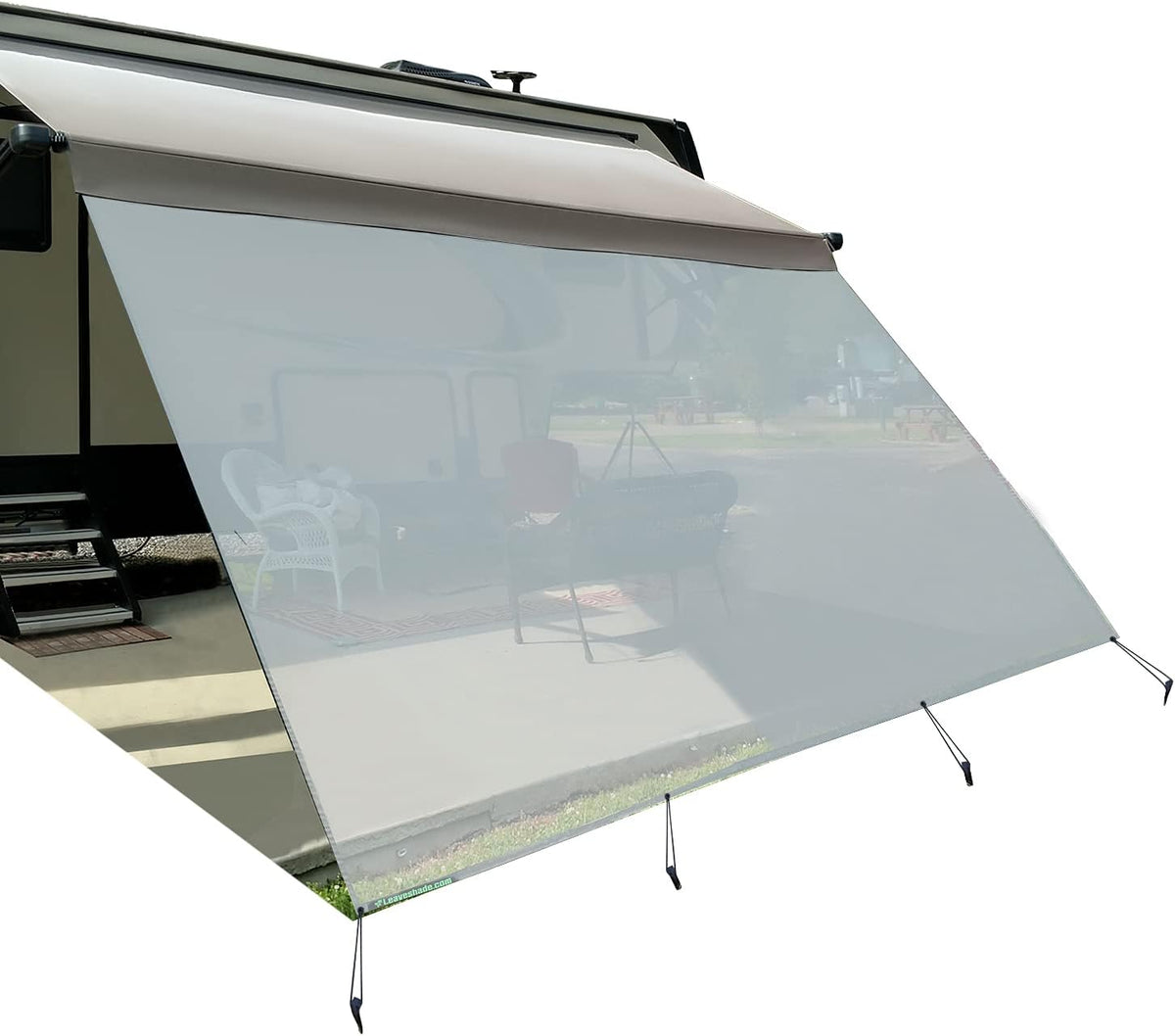 Navy Blue Mesh RV Awning Sunshade Screen 7' X 12' 3'' H34273