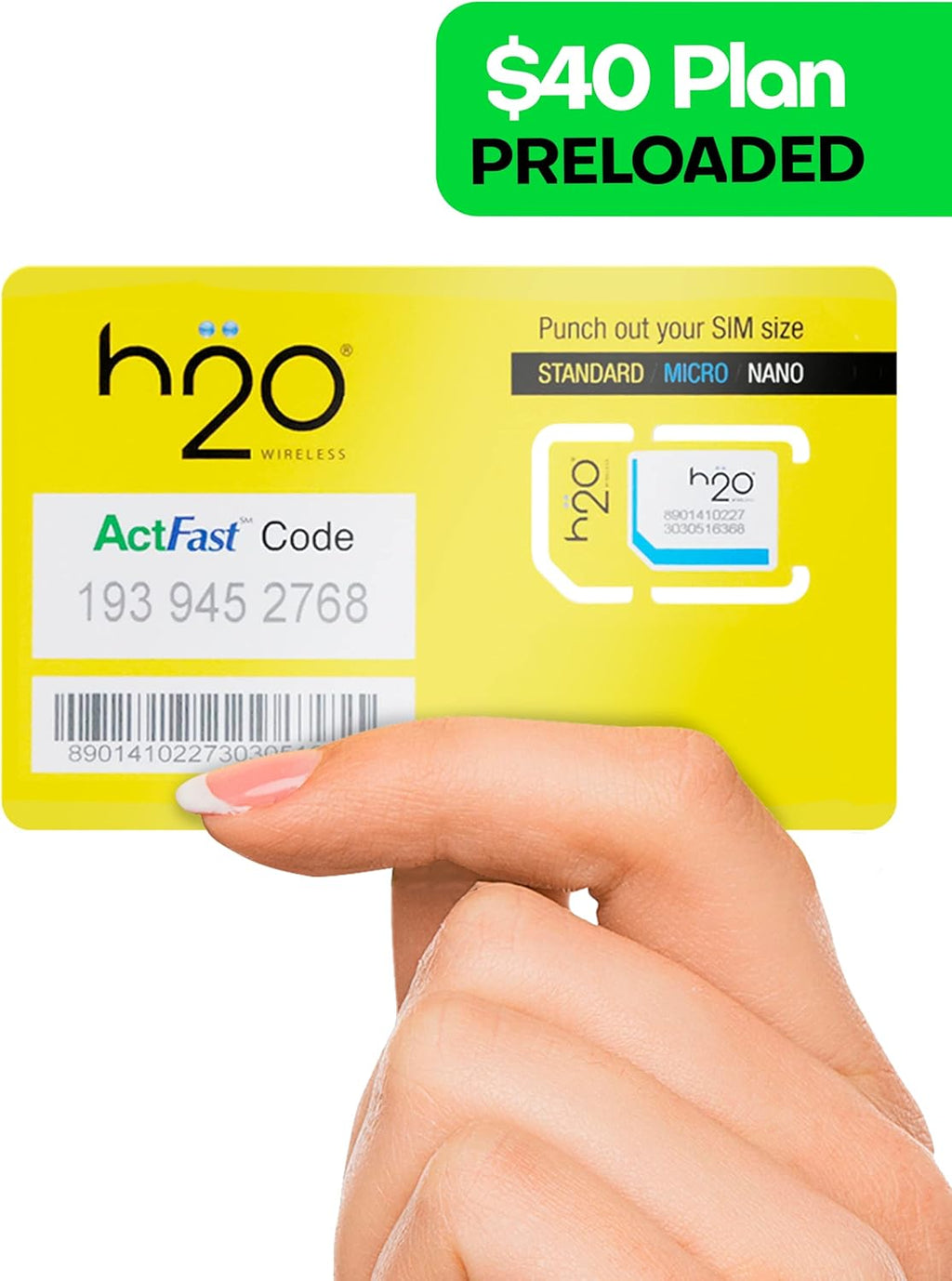 H2O Wireless SIM Card 90-Day Plan with 15GB High-Speed Data D22356