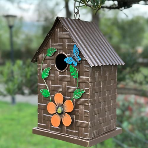 Metal Bird Houses for Outside Hanging, Colorful Hand-Painted Birdhouses G51537
