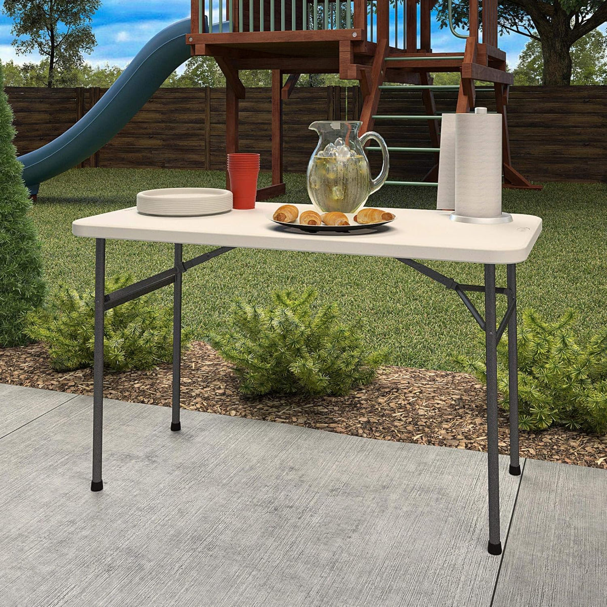 White 4 ft. Folding Utility Table Y651130