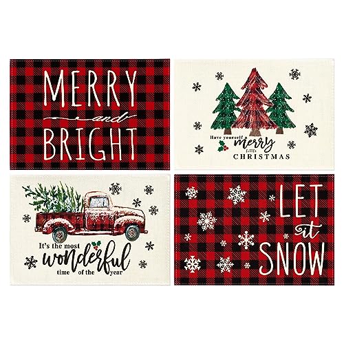 Buffalo Plaid Christmas Placemats Set of 4 R3121
