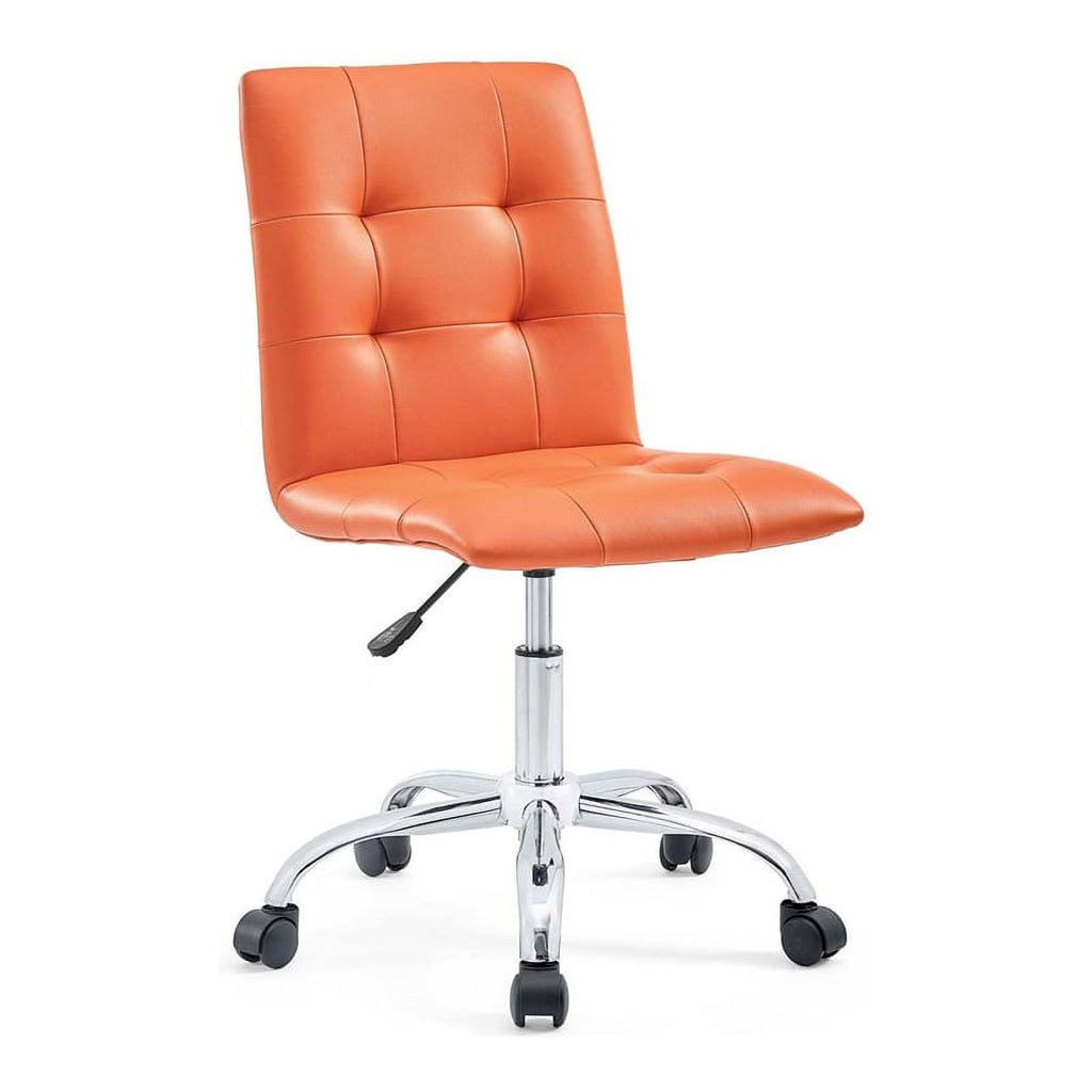 Modern Faux Leather Armless Office Chair in Orange H1719