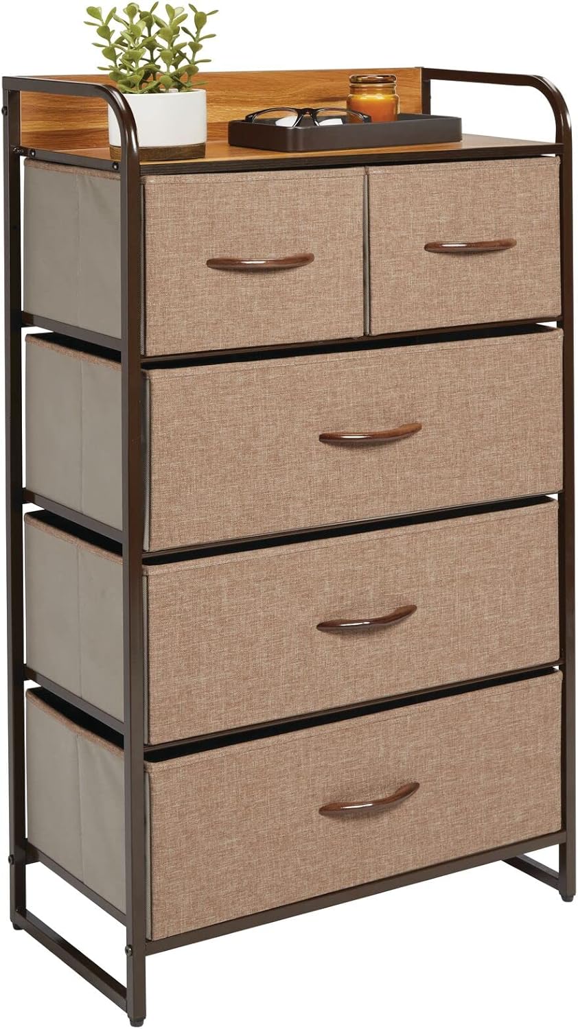Charcoal/Graphite Gray Tall Dresser Storage Chest with 5 Removable Drawers J8203