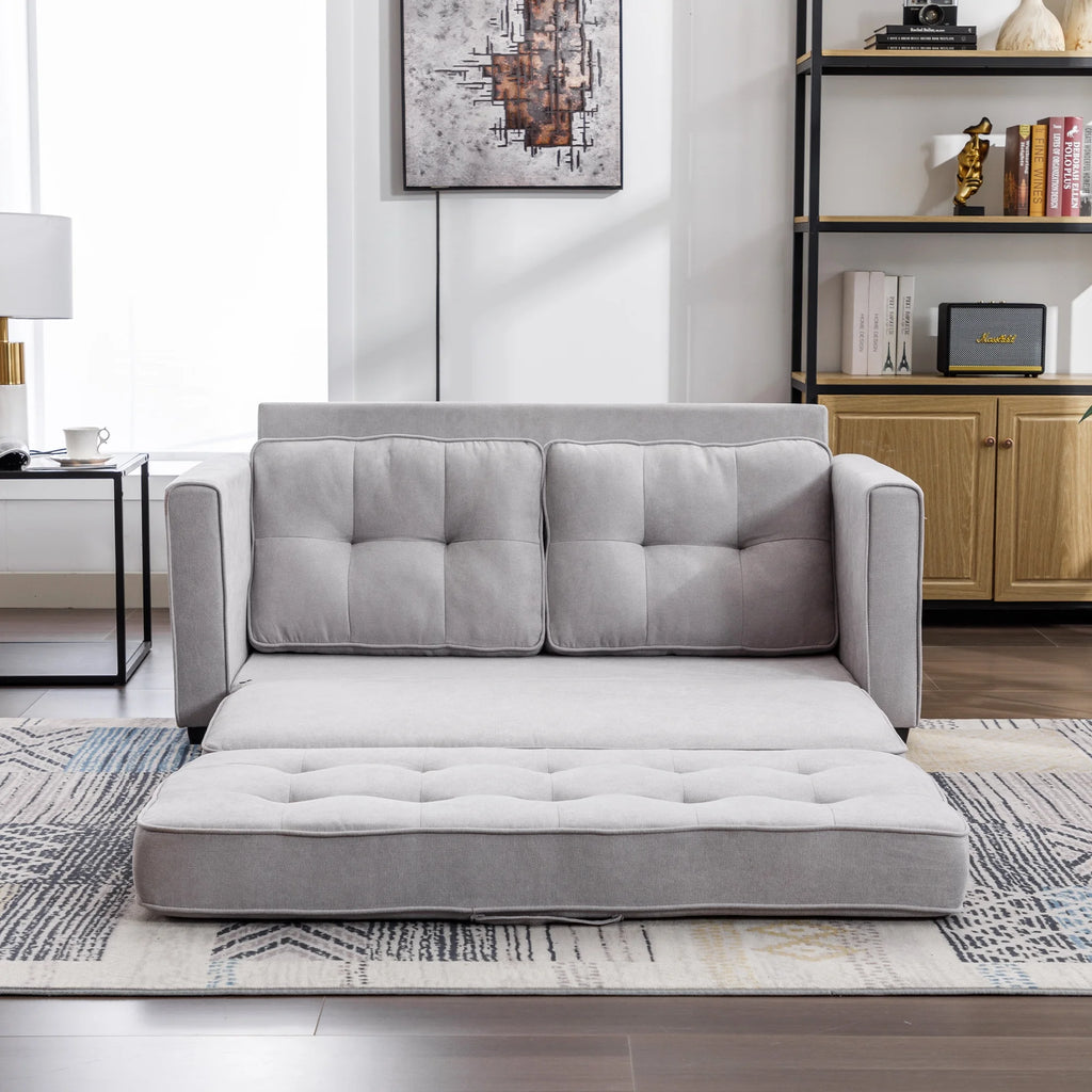 Grey Upholstered Loveseat Sofa with Pull-Out Bed J203082