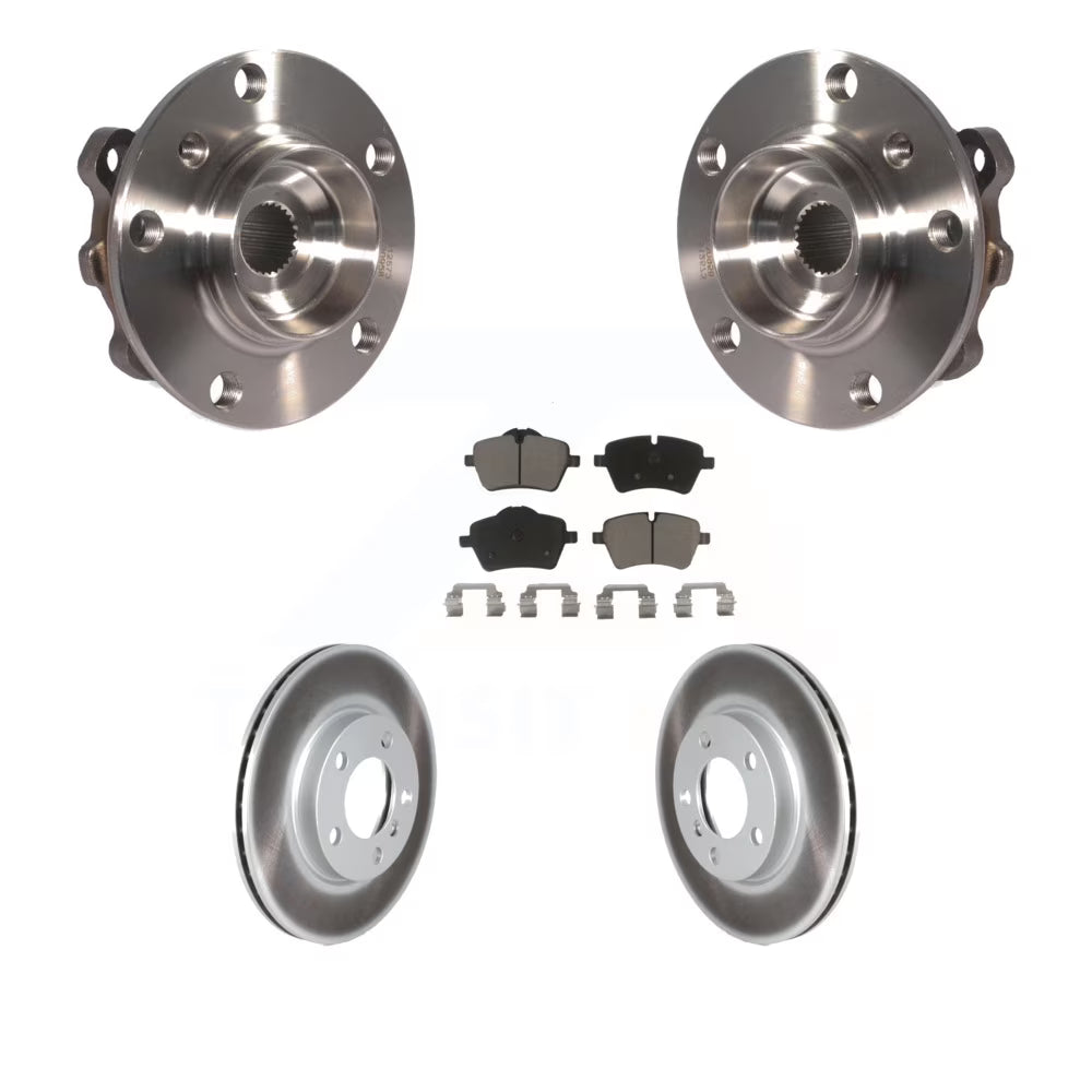 Front Hub Bearing Assembly with Coated Disc Brake Rotors and Ceramic Pads Kit A561