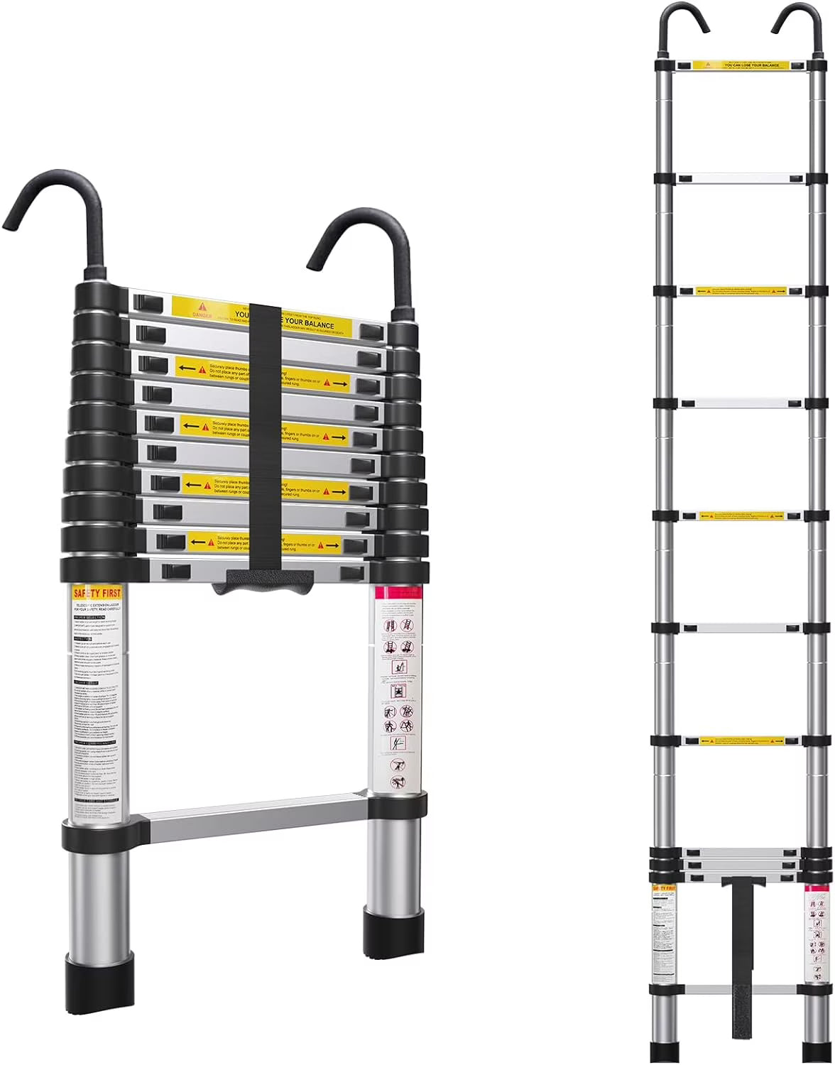 10.5ft Aluminum Telescoping Ladder with Hook M8220