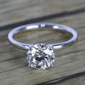 14K White Gold Finish Solitaire Engagement Ring V226
