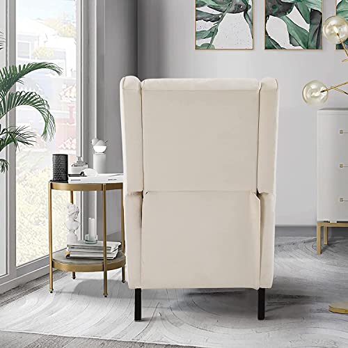 Beige Fabric Wingback Recliner Chair with Heat and Massage S6816
