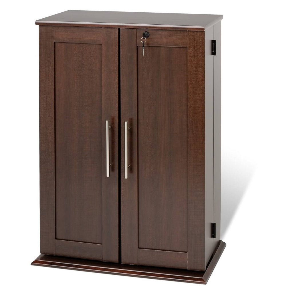Espresso Locking Media Storage Cabinet With Shaker Doors G843