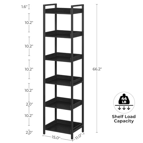 6 Tier Rustic Brown Bookshelf with 4 Hooks G261