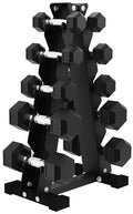 Rubber Coated Hex Dumbbell Set with Storage Rack U669677