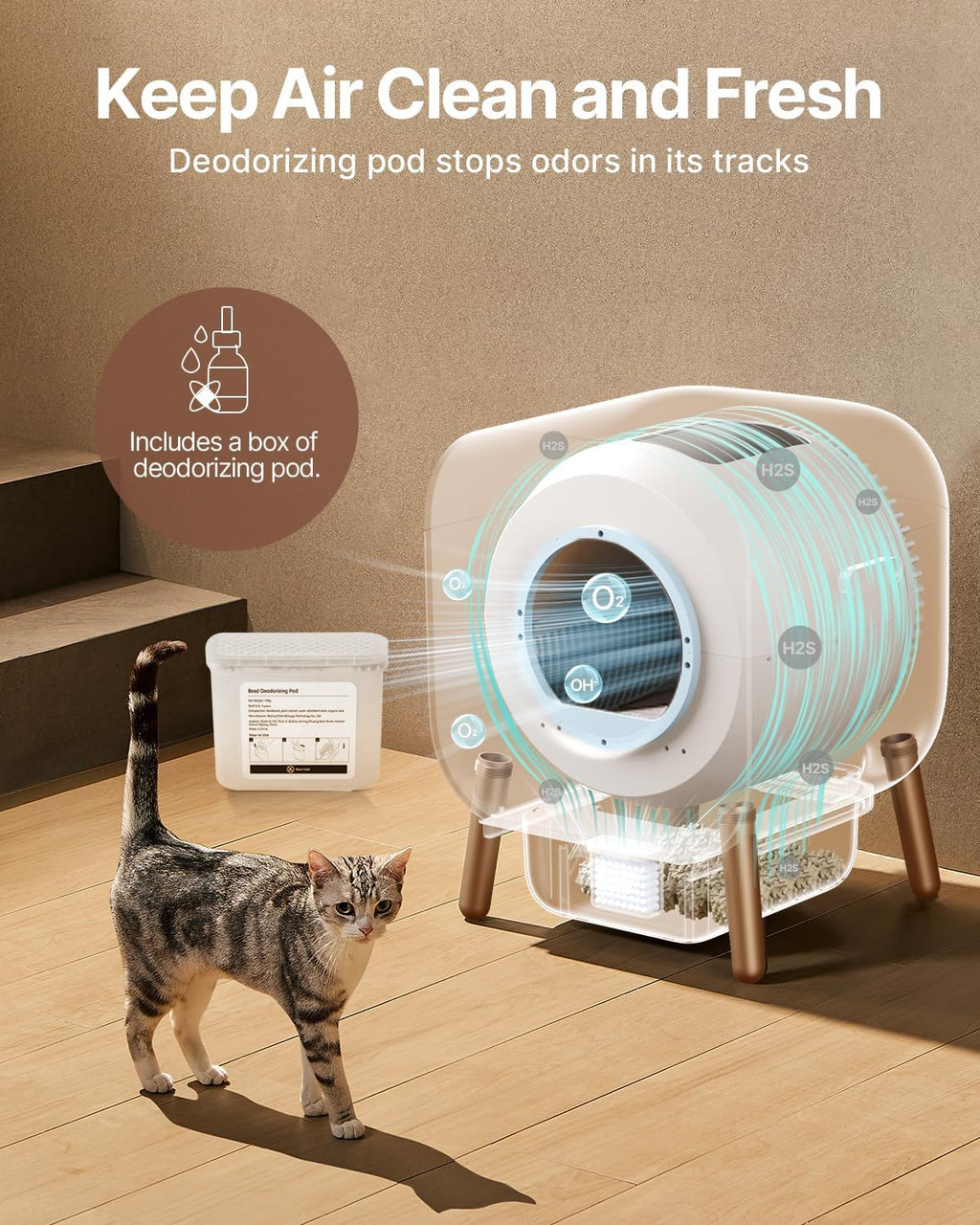 Extra Large Self Cleaning Automatic Cat Litter Box with Mat & Liner M8130