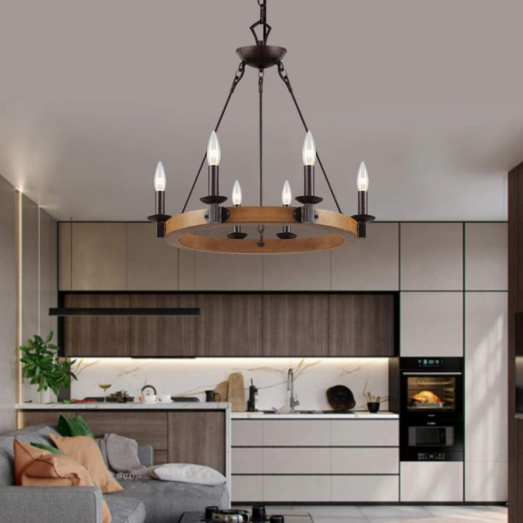 6 Light Wagon Wheel Chandelier U7609