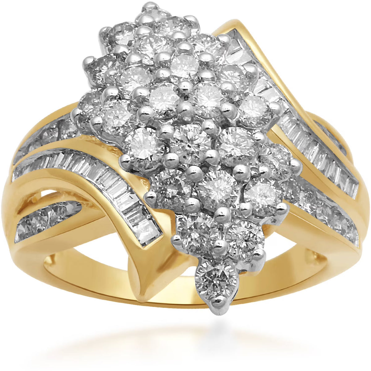 2 Carat T.W. Diamond 10kt Yellow Gold Cluster Ring X87928