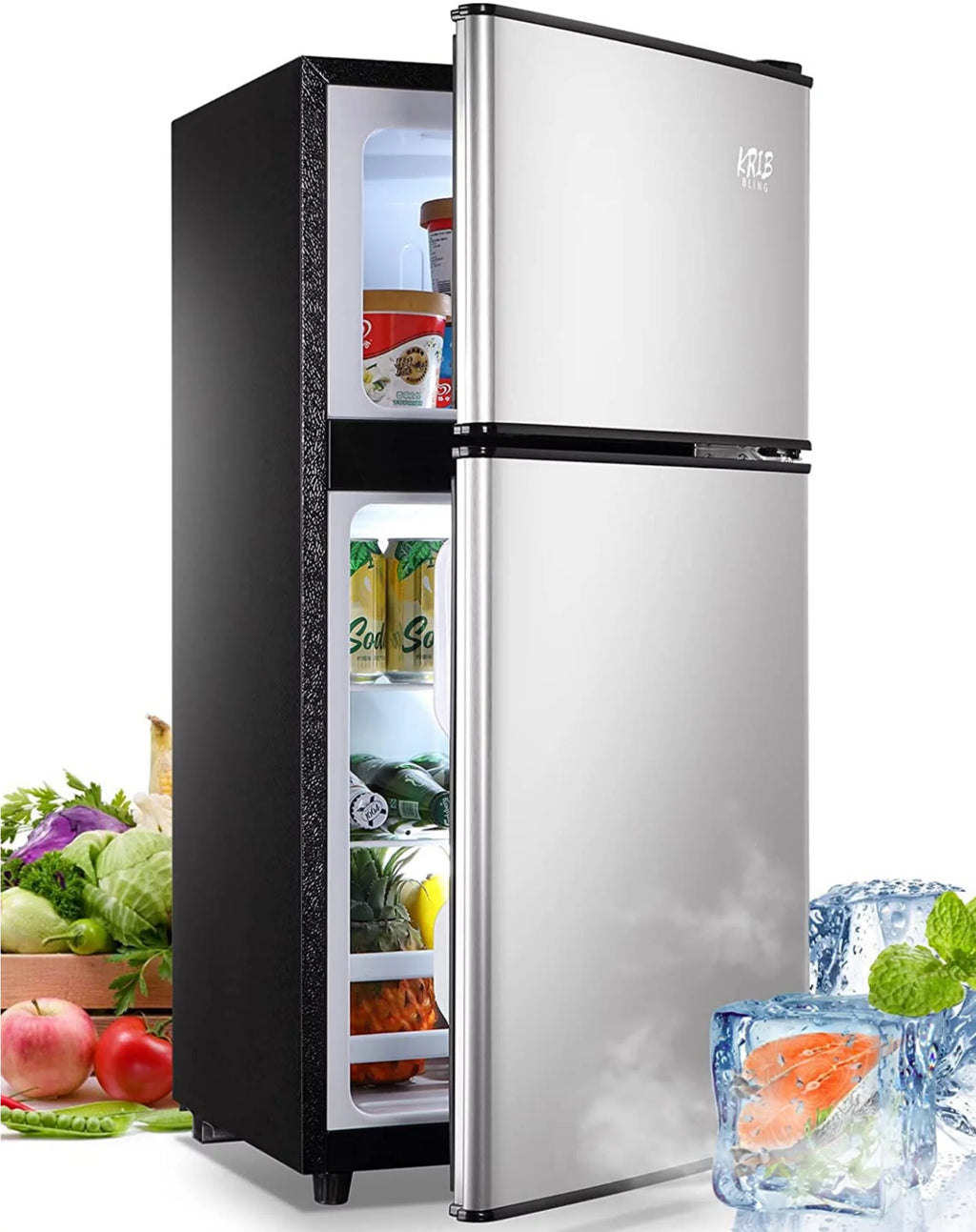 3.5 cu.ft Two Door Compact Refrigerator with Freezer, Red B73163