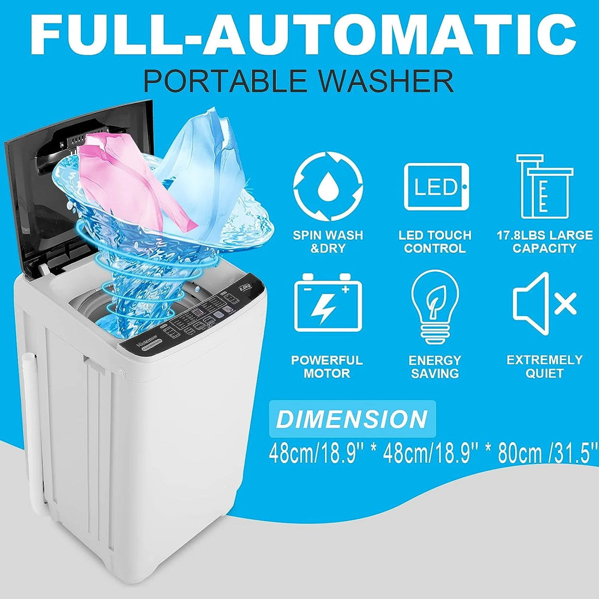 Portable 17.8lbs Fully-Automatic Washing Machine Y262