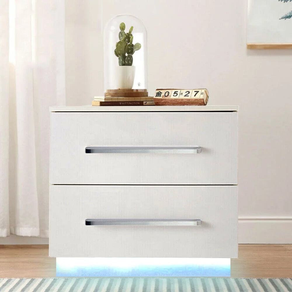 High Gloss 2 Drawer Nightstand with LED Light Z641014