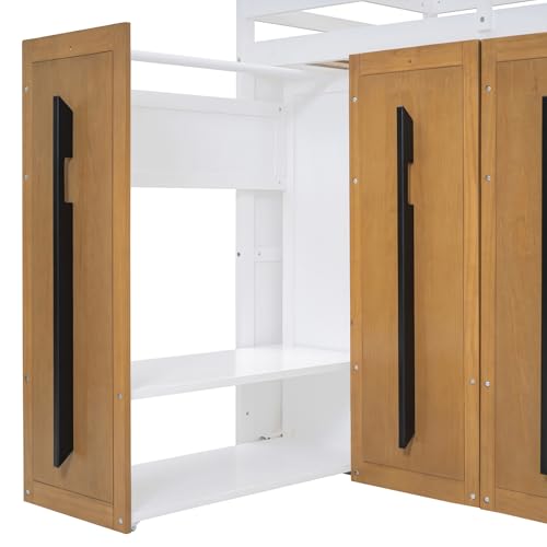 Twin Size Solid Wood Loft Bed with Storage G92576