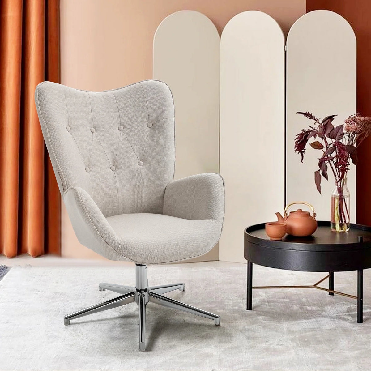 Beige Upholstery Accent Chair L620