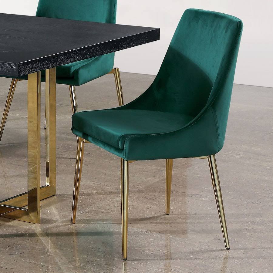 Velvet Dining Side Chair Set of 2 Green Gold R965