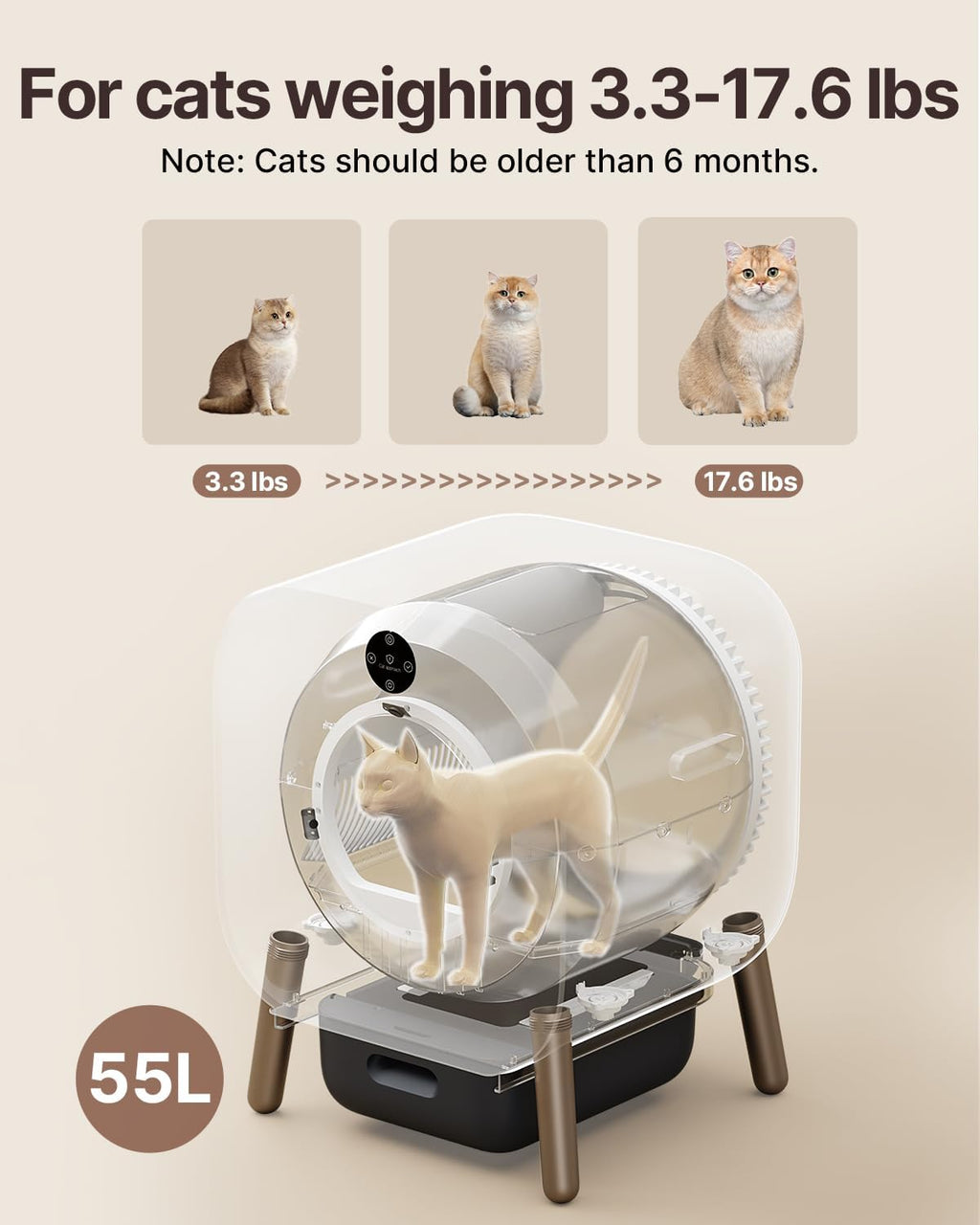 Extra Large Self Cleaning Automatic Cat Litter Box with Mat & Liner M8130