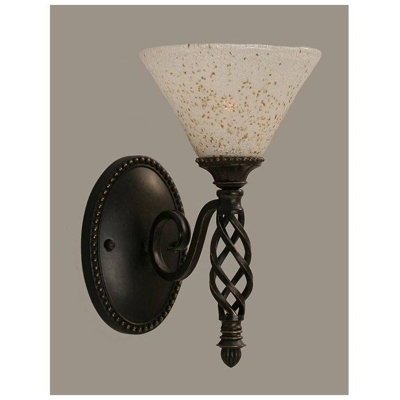 Dark Granite Wall Sconce with Gold Ice Glass Z823