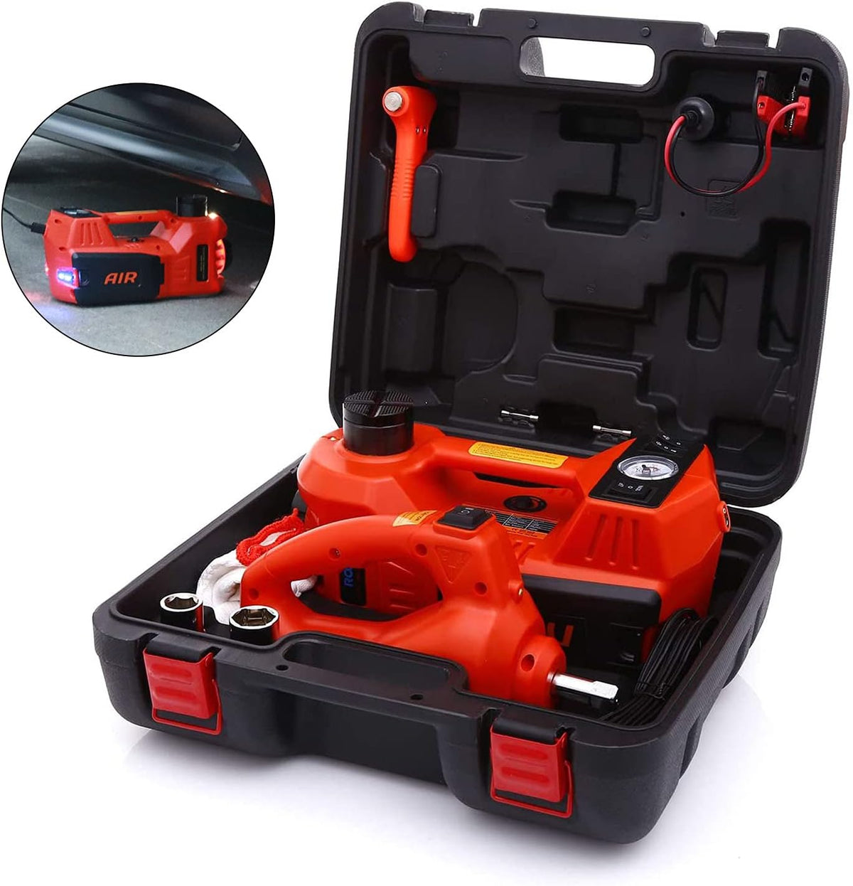 5 Ton Hydraulic Car Jack Set with Tire Pump and Impact Wrench H628