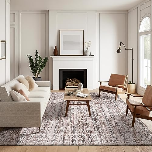 8x10 Floral Vintage Non-Slip Washable Area Rug W3670