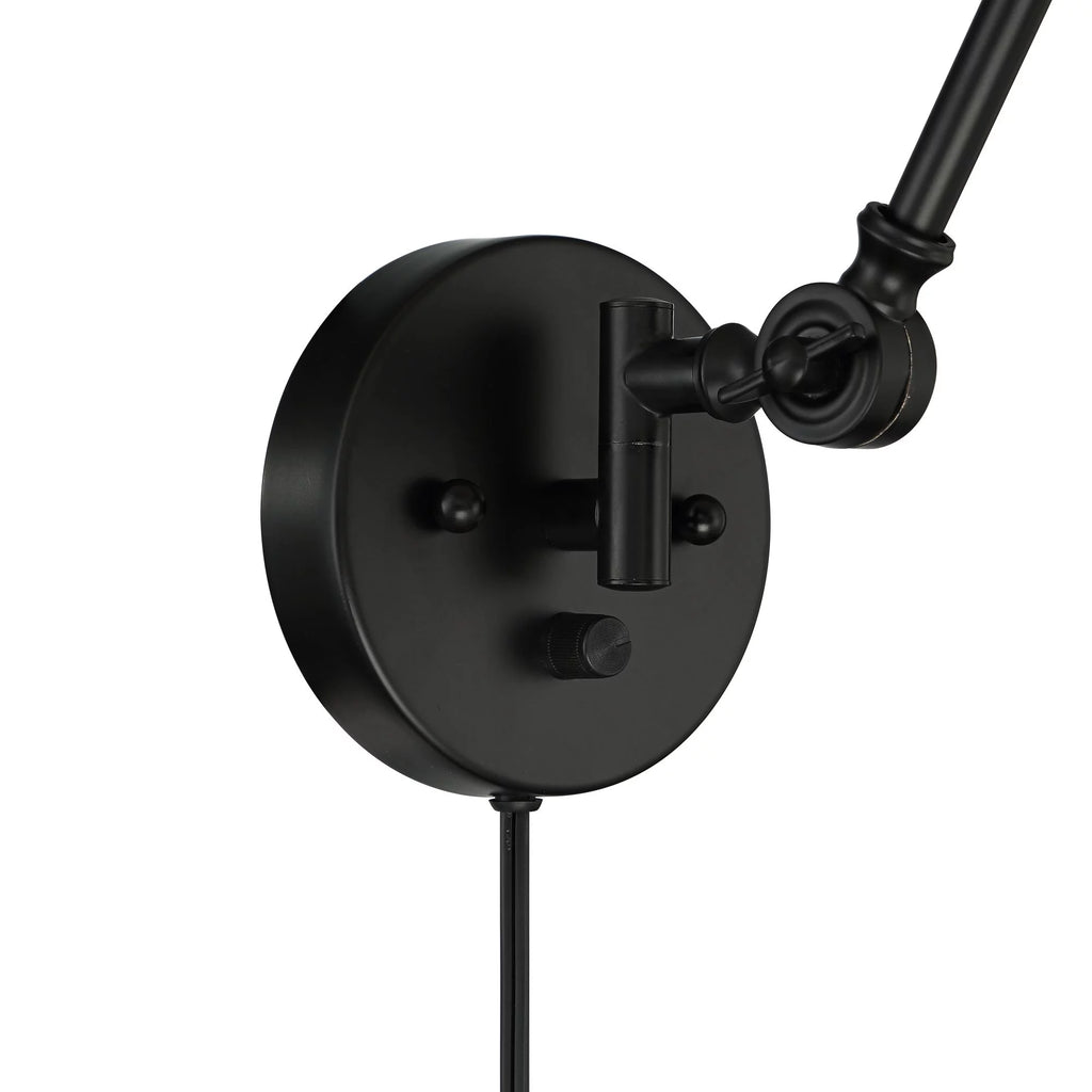 Black Metal Plug-in Wall Lamps Set of 2 T827