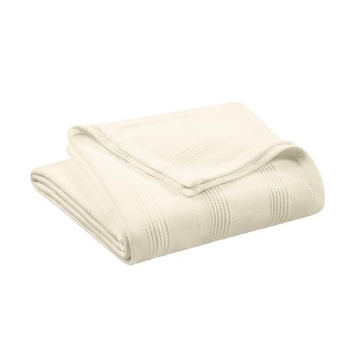 100% Cotton Twin Size Blanket (90 x 66 Inch, White) L982