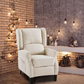 Beige Fabric Wingback Recliner Chair with Heat and Massage S6816