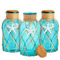 3 Pack Blue Glass Vase with Cork Lid S288