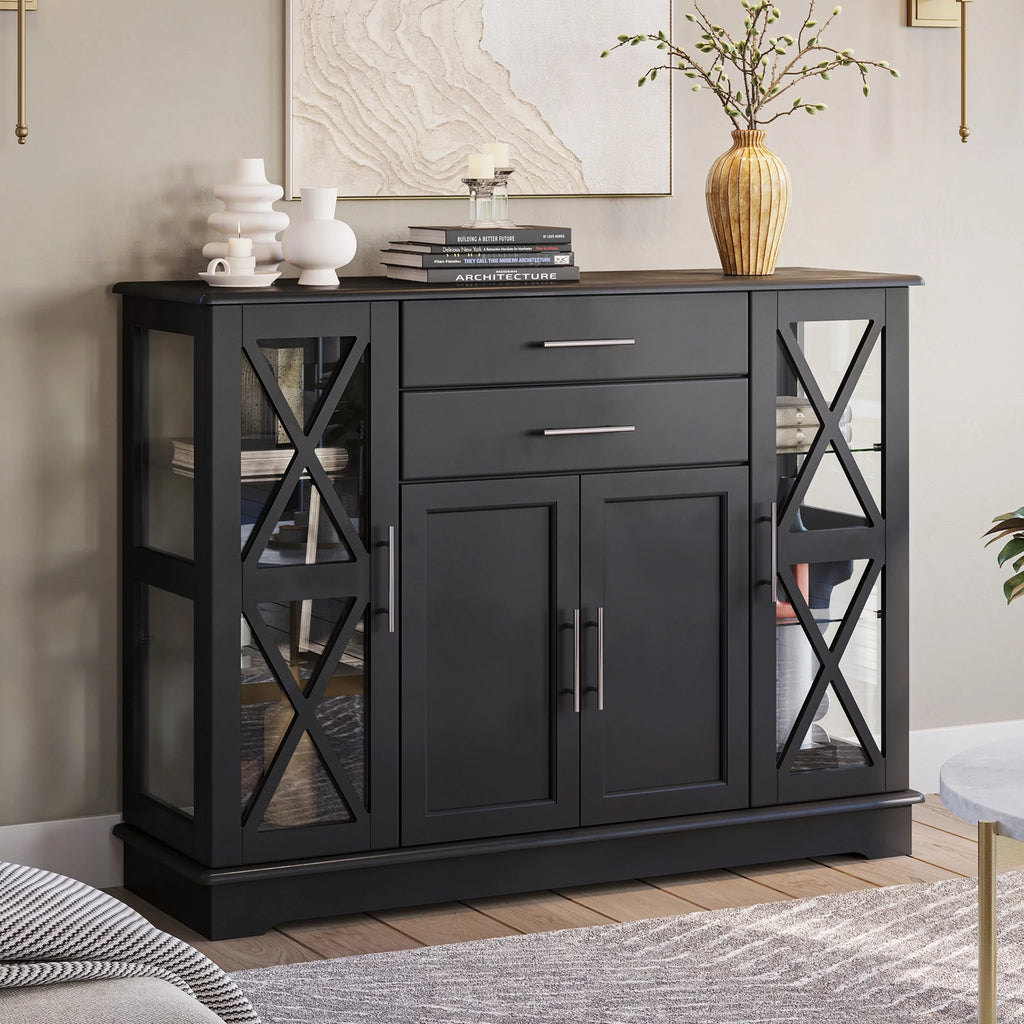 Black Wood Storage Sideboard Buffet Cabinet K8815