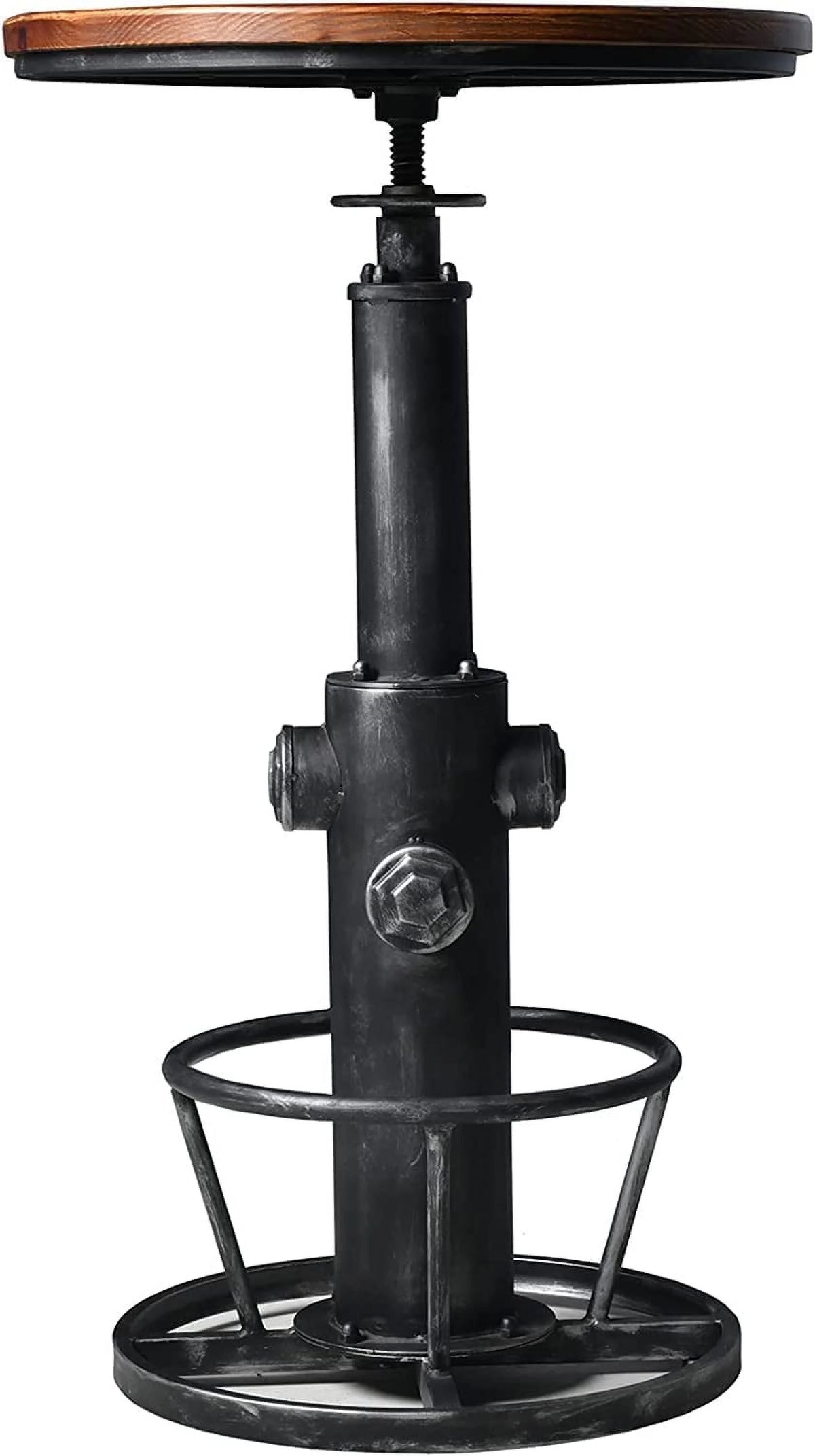 Industrial Bar Table Swivel Round Wooden Top Height Adjustable Bistro Table N3399