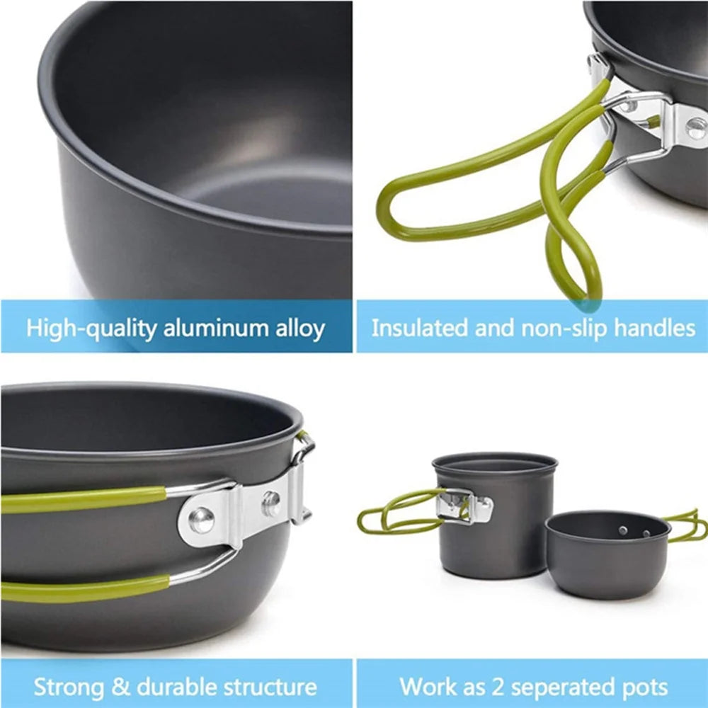 Camping Hiking Cookware Set Portable Pot Kit G799654
