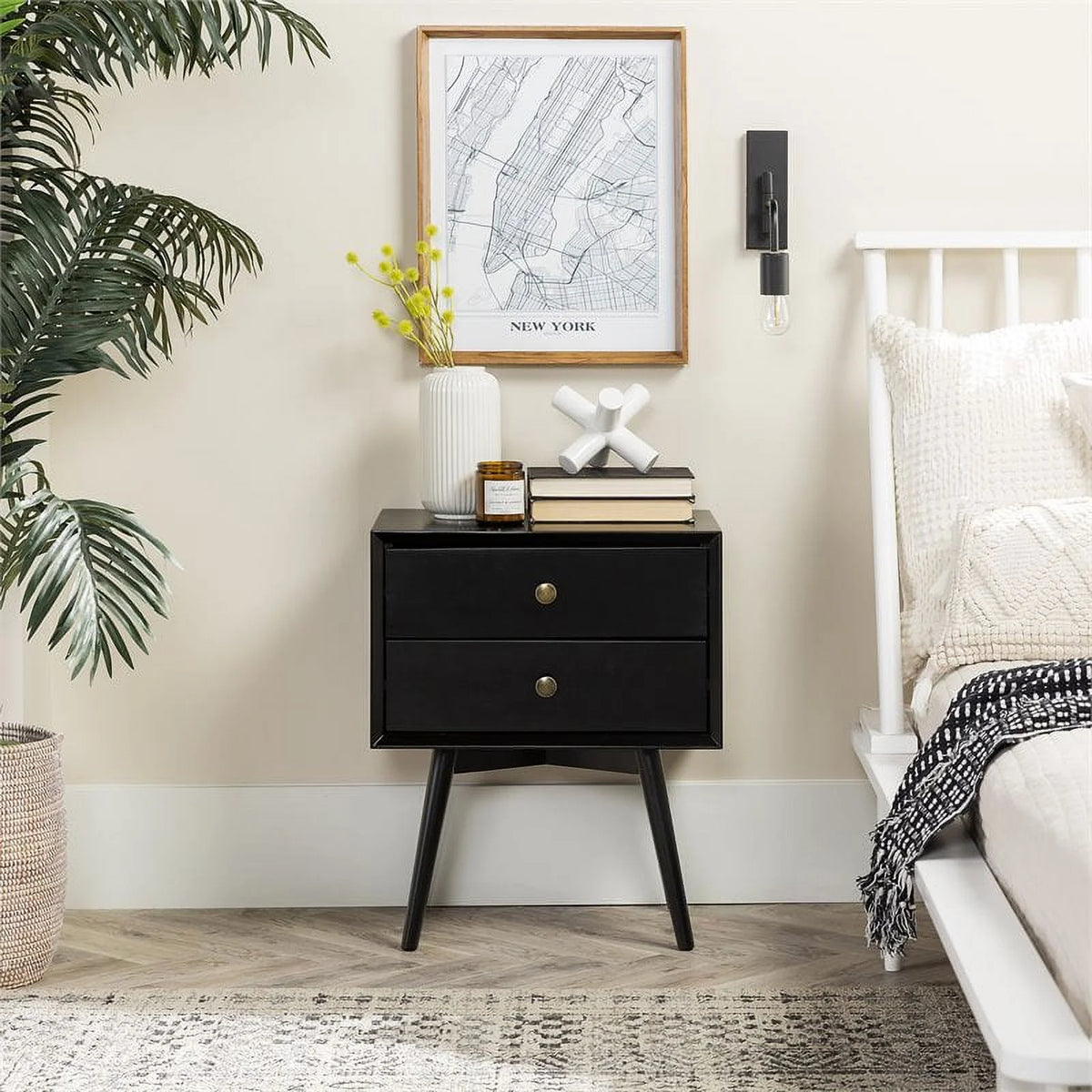 Black 2-Drawer Nightstand I90984