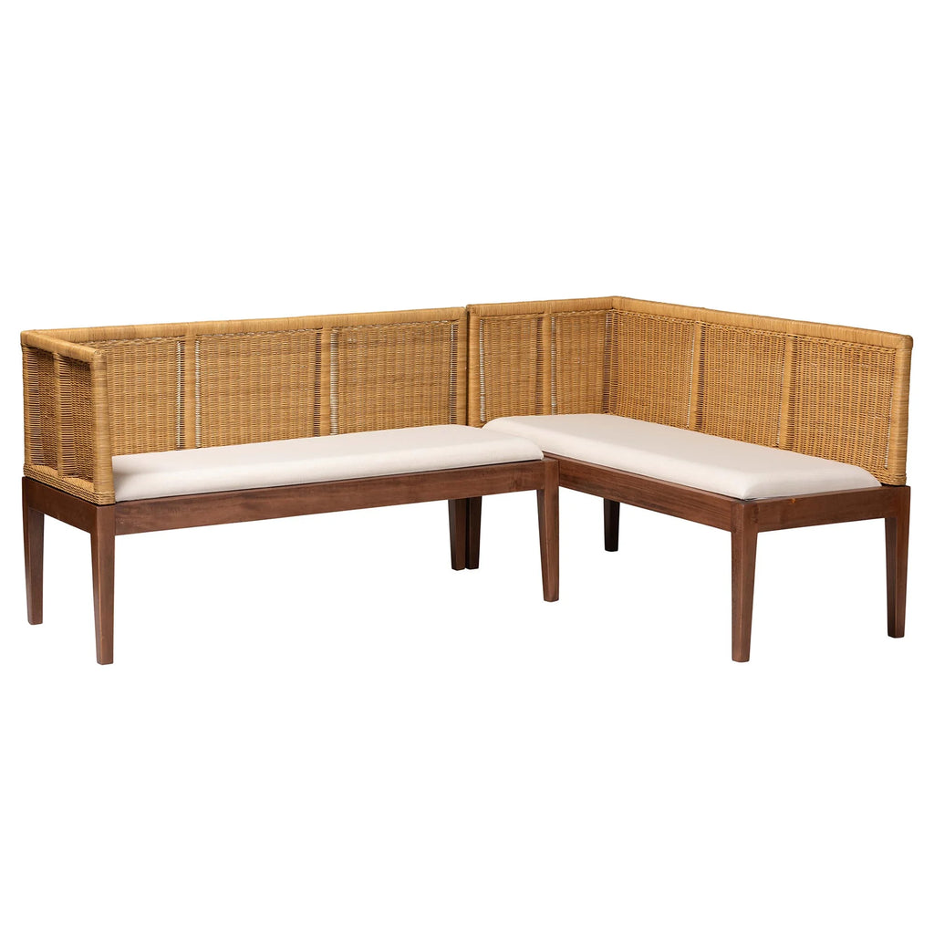 2-Piece Brown Boho Dining Banquette Set J34819