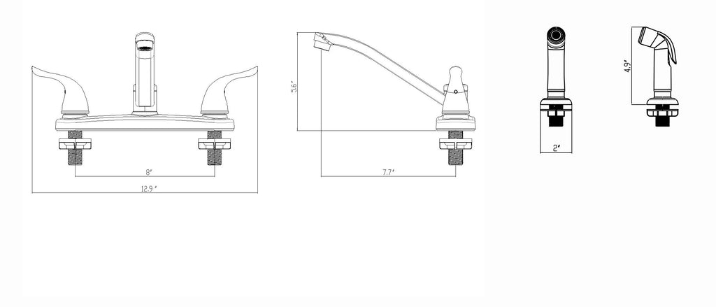 Kitchen Sink Faucet with Side Spray V5378