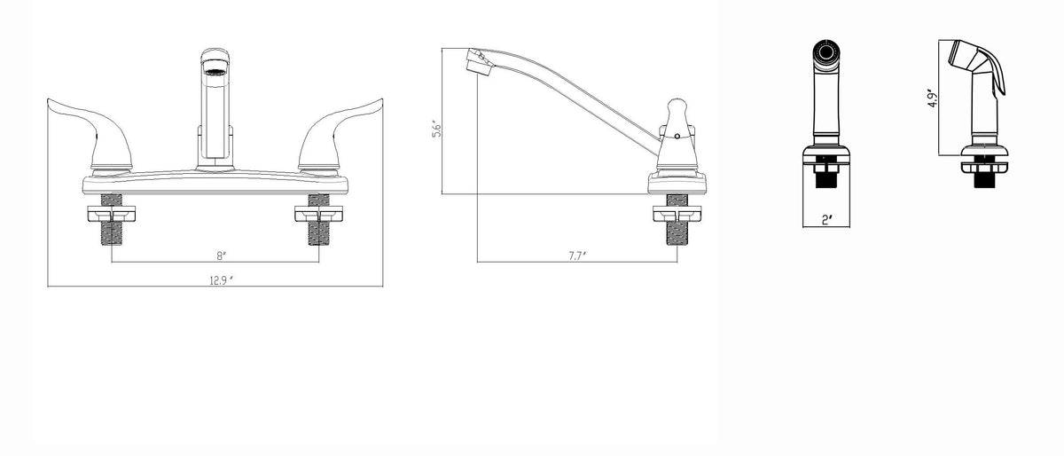 Kitchen Sink Faucet with Side Spray V5378