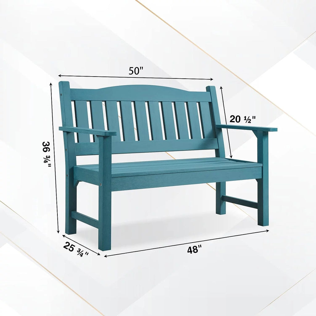 Poly Lumber Weatherproof 2-Person 50" Outdoor Bench E1608