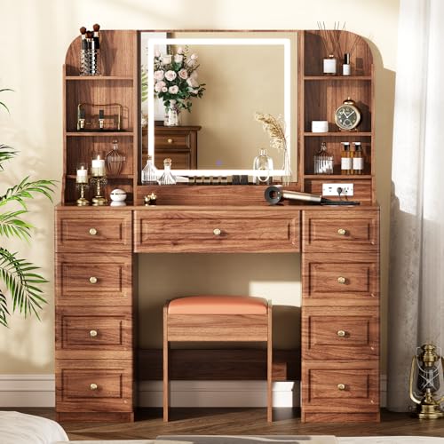 42" Black Makeup Vanity Desk with Mirror and Chair U854