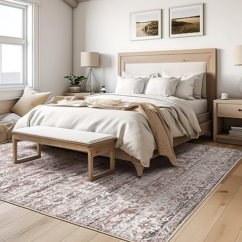 8x10 Floral Vintage Non-Slip Washable Area Rug W3670