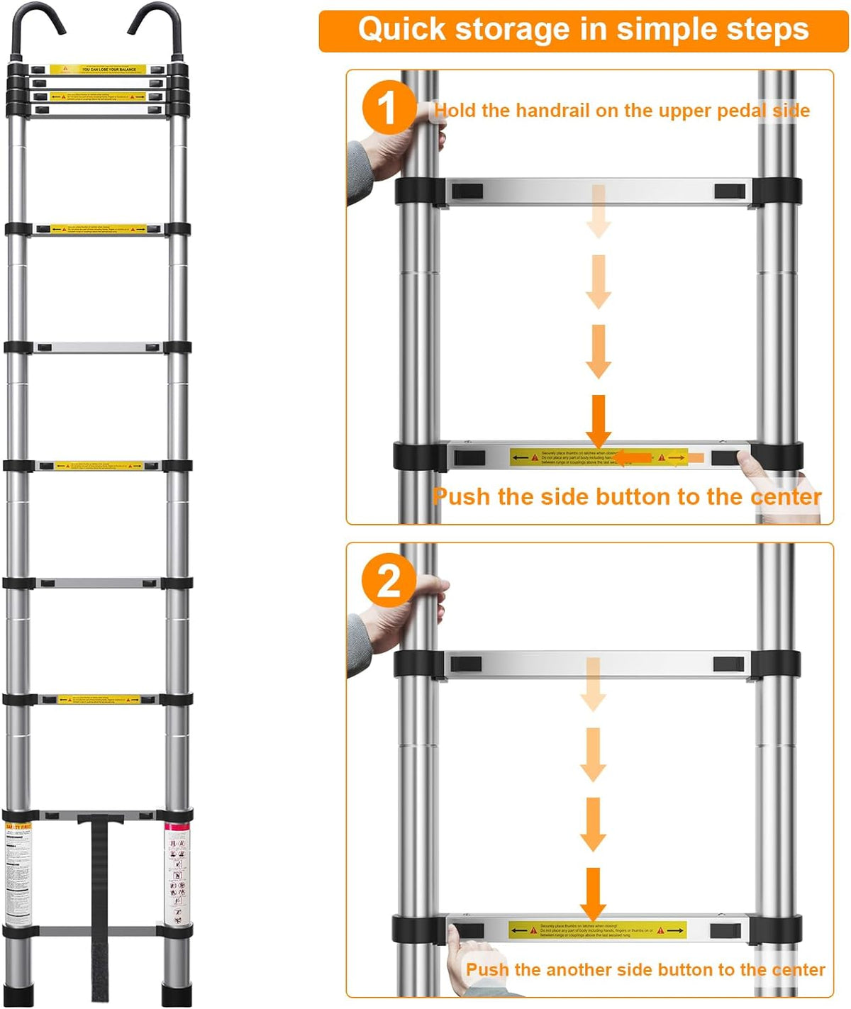 10.5ft Aluminum Telescoping Ladder with Hook M8220