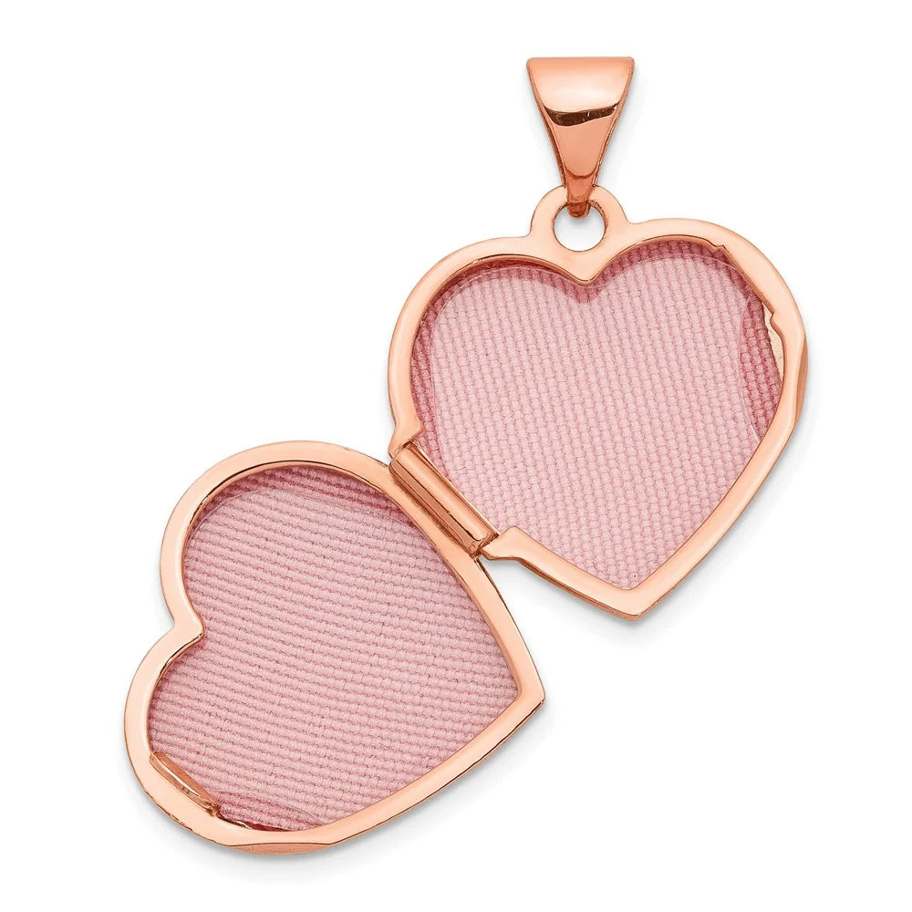 14K Rose Gold 15 mm Heart Locket Pendant Q324
