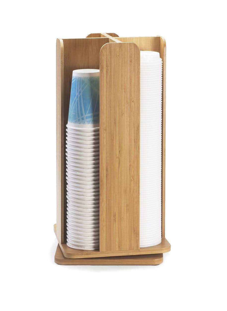 Bamboo Revolving Cup/Lid Organizer C64382