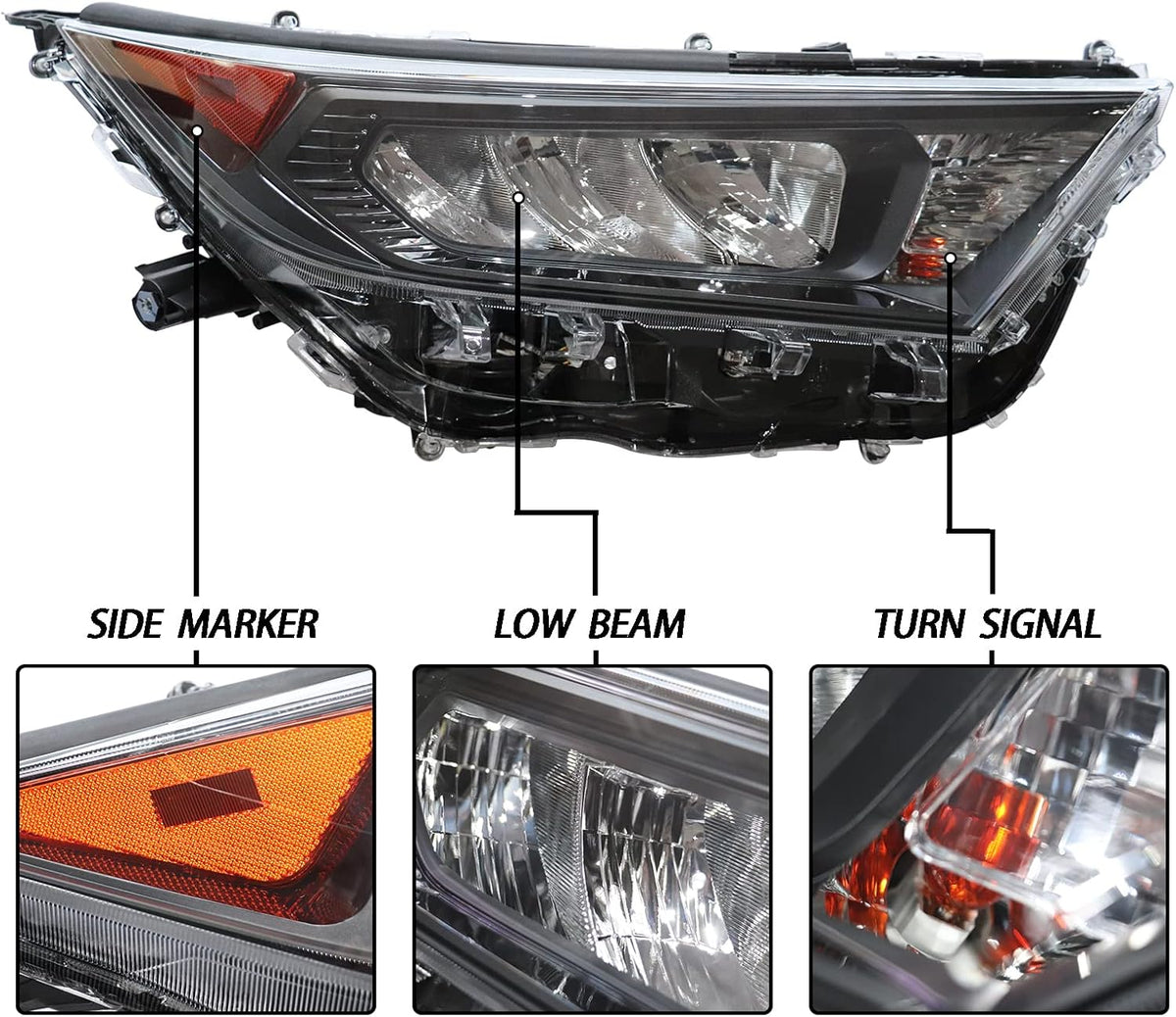 LED Headlights Assembly with Black Bezel Passenger Side W42141